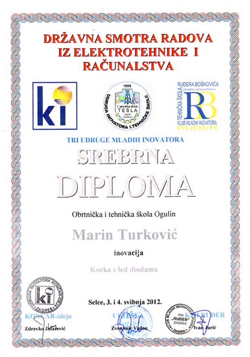 Srebrna diploma Marinu Turkoviću