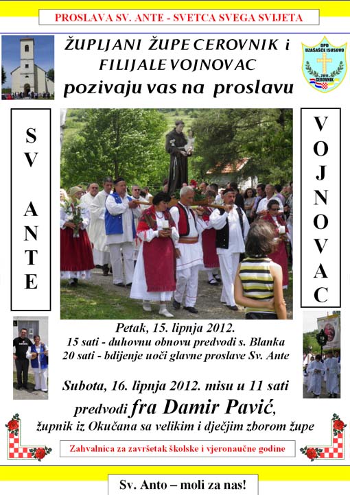 Poziv na proslavu sv. Ante Padovanskog
