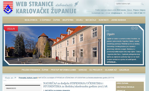 Javni poziv Karlovačke županije za stipendiranje učenika i studenata